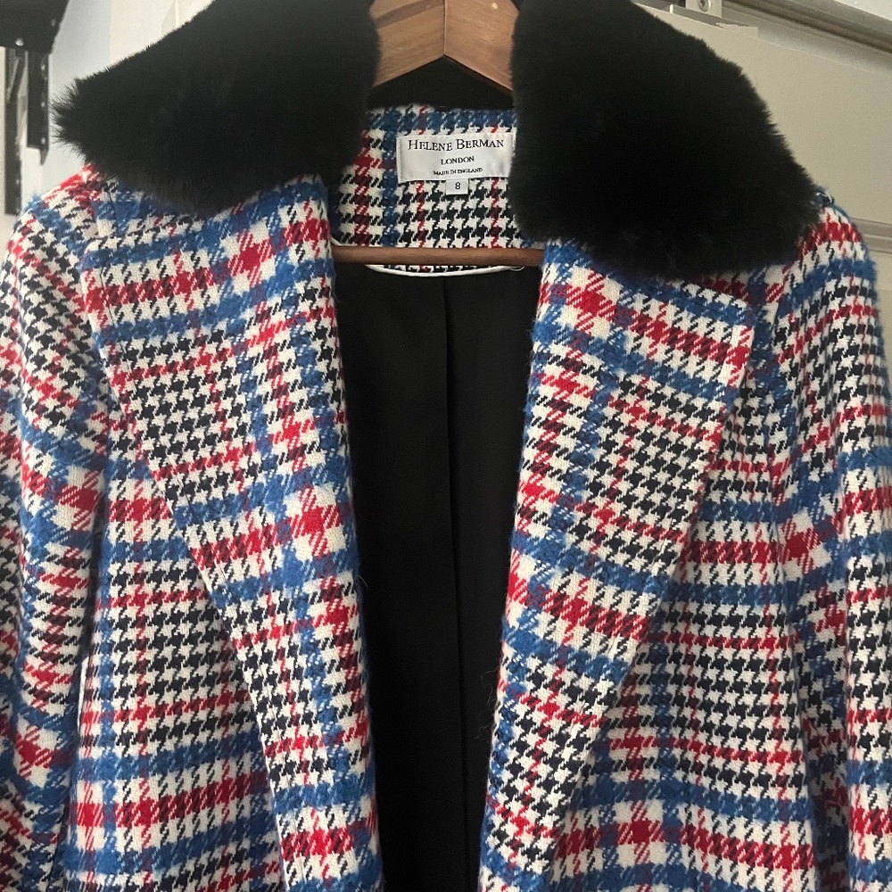 Helene Berman London Multicolored Houndstooth Coat - women's size 4
